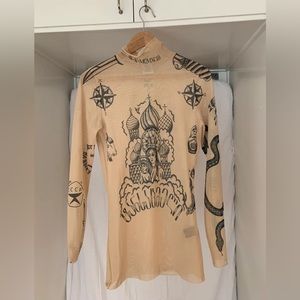 Vetements tattoo mesh shirt